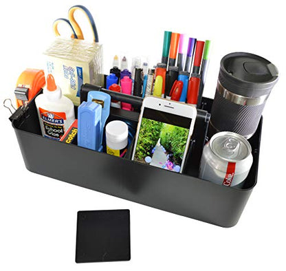 2 PACK - Portable DIY 8 Dividers Durable Plastic Tote Tool & Supply Cleaning Caddy with Handle Made In USA (Black) - color: Black
