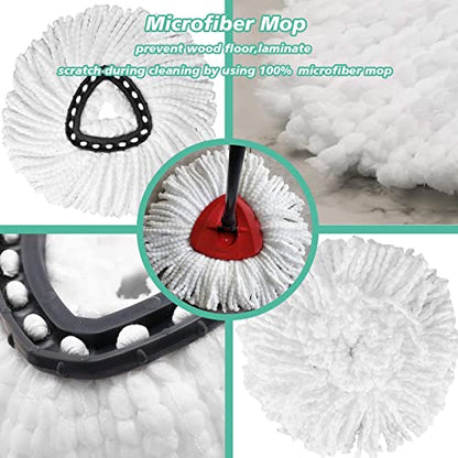 12 PCS Spin Mop Replacement Head,100% Microfiber Mop Refills Head Compatible with Triangle Spin Mop, 360 Degree Micro Spinning Mop Replace Head for Easy House Cleaning Floor Mopping… - size: 12PCS