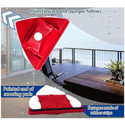 Fcare Outside Magnetic Window Cleaner, Double-Sided Brush Glass Wiper Cleaning Tools, Adjustable Magnetic Glider for High-Rise Double Glazed Thick Windows Thickness 0.3"-1.2" (red)