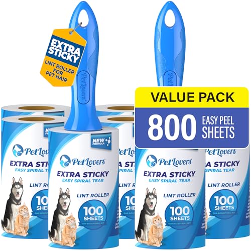 PetLovers Extra Sticky Lint Roller Ultimate Value Set 800 Sheets for Pet Hair Removal, Dog and Cat Lint Remover 8 Pack - size: 8 Pack Lint Roller