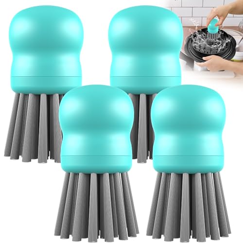 Mini Dish Brush for Cleaning Chicken Shredder, Palm Brush Dish Scrubber with Ergonomic Grip, Kitchen Brush for Washing Dishes, Pans, Pots, Sink (4, Mint Green) - color: Mint Green