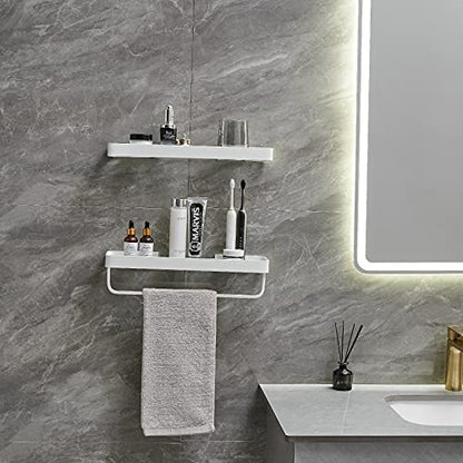 VOLPONE Bathroom Shelves Wall Mounted 2 Tier Glass Floating Shelf - Tempered Glass Wall Organizer (White) - color: White(rectangular)