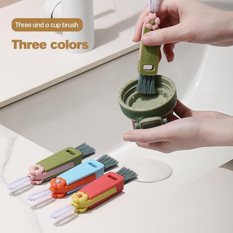 3 in 1 Cup Lid Cleaning Brush,2024 New 3 in 1 Multifunctional Cleaning Brush Portable Cup Lid Cleaner with Brush,Crevice Cleaning Brush Set for Baby Bottle Gap Tight Spaces Cup(3PCS B) - color: 3pcs B