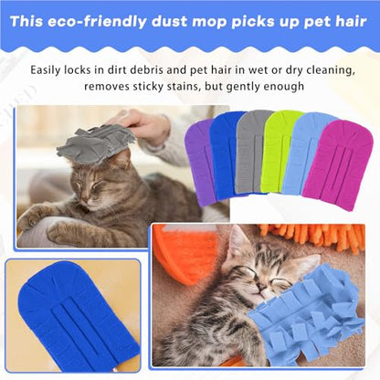 Zubebe 6 Pcs Duster Refill Reusable Fleece Duster Refills Feather Flat Dusters Multi Surface Washable Cleaning Pads Tools for Home, Blinds, Car, Pet, Furniture, Fans (Elegant Color) - color: Elegant Color