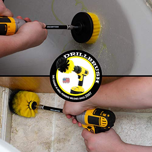 Bathroom Accessories - Shower Cleaner Tools - Toilet Brush- Grout Cleaner Brush - Carpet Cleaner Brush - Tile Cleaning Brush Kit - Bathtub Scrubbing Brush - Bathroom Mirror Cleaning Kit for Home Use - color: Yellow