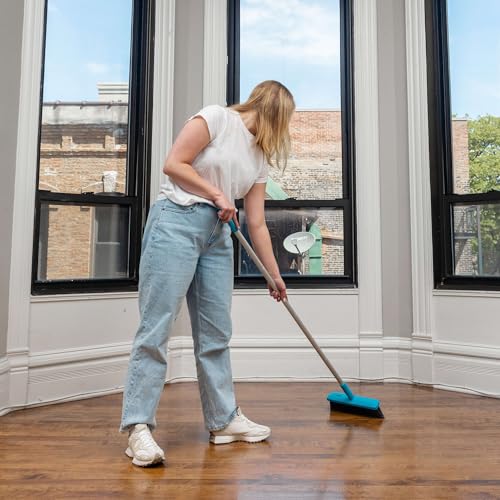 E-Cloth Easy-Click Home Cleaning Supplies Set - Dust Broom & Flat Mop Kit for Floor Cleaning, Wall, Ceiling, & Floor Duster, Adjustable Handle, Interchangeable Heads, Washable Pads, No Refills Needed