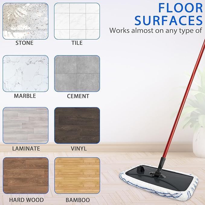 6 Pack Microfiber Mop Pads Covers Replacement Compatible with Oceda,Terry Cloth Mop Refills 15x8 Inch Pads for Wet Dry Hardwood Floor Cleaning, Washable & Reusable Mopping Pads - size: 6 Pack
