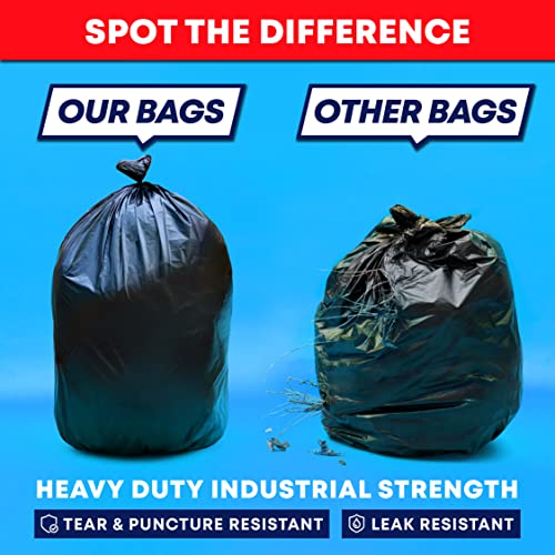 Tasker 40-45 Gallon Trash Bags, (50 Bags w/Ties) Large Black Heavy Duty Garbage Bags - fits 39 Gallon - 40 Gallon - 42 Gallon - 44 Gallon
