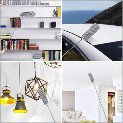 Microfiber Retractable with Telescopic for Prime Ceilings Extendable Duster Handle Grey Washable Electrostatic Dusting Tool Flexible Head 280cm(2.8M) - size: 2.8M