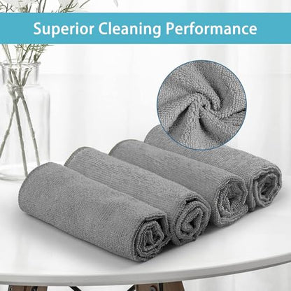HOMEXCEL Grey Microfiber Cleaning Cloth 100 Pack, Microfiber Towel for Cars, Lint Free, Scratch-Free, Highly Absorbent, and Cleaning Rags for House, Window and Glass, Cars, TV Screen 11.5 X11.5 inch - color: Grey