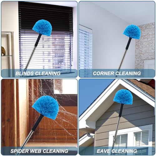 Cobweb Duster Head Brush-Twist-On Spider Web Brush for Outdoor & Indoor Web Cleaning // Fits Standard Acme Threaded Poles // Cobweb Duster Brush Head Only-Blue -1 Pack - style: 1 PACK