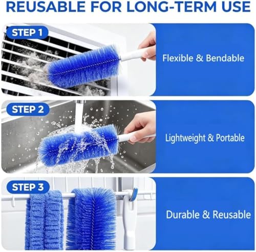 90° Flexible Ceiling & Fan Dust Magnet, Fan Cleaning Brush, Bendable Microfiber Head,Reusable Dust Remover, Washable,Ldeal for Ceiling Fan Blades,Air Vents,Cars Et Window Cleaning Gap Brush (3Pcs A) - color: 3pcs a
