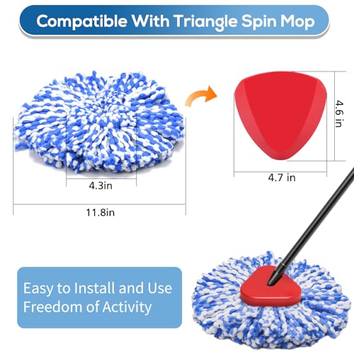 8 Pack RinseClean Spin Mop Replacement Head Refills with 1 Rotating Mop Base Compatible with O Ceda RinseClean 2 Tank System, Blue Microfiber Mop Refills for Floor Cleaning - size: 9 Pack