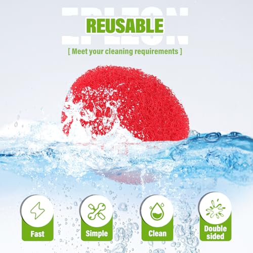 4 Inch Drill Brush Scrub Pads Cleaning Kit, 5X Faster Cleaning, Reusable Double Sided Scrub Pad for Bathroom Shower Tub Tile Grout Kitchen Toilet Hard Surfaces, 9 Pack(Red) - color: Red