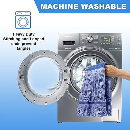 6Pack Heavy Duty Commercial Looped End Cotton Mop,String Cotton Mop Refill Heads Wet Industrial Blue Cotton Looped End String Head Refills, Heavy Mop Replace Head,for General and Floor Cleaning - color: Light Blue