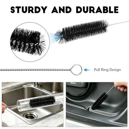2PCS Flexible Long Drain Brush, 78 Inch Nylon Stainless Steel Tube Cleaning Brush, Slim Long Hose Pipe Cleaning Tool for Auto Sunroof Drain Hole, Car Fridge, Kitchen Sink (Single End-Black) - color: Single End-black