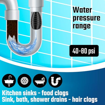 DURATECH Drain Bladder, Small Drain Cleaning Bladder, Fits 1" to 2" Drain Pipes, Unclogs Stubborn Blockages in Kitchen Sinks, bathtubs, Showers, and Main drains - style: Small
