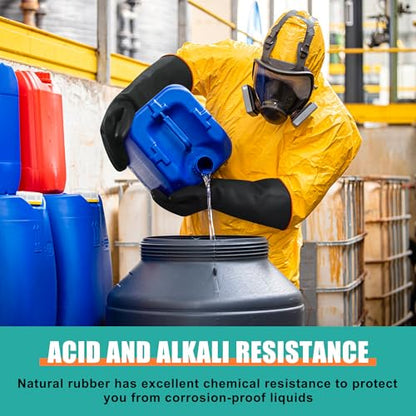 18" XL Size Latex Chemical Resistant Gloves, Reusable Heavy Duty Long Rubber Glove Dishwashing Gloves, Industrial Safety Glove for Men, Forearm Protection Waterproof Resist Strong Acid, Alkali, Oil' - size: 18 inch