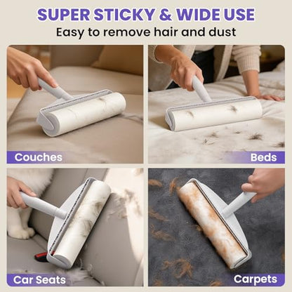 9.45” Large Surface Lint Roller: DELOMO Extra-Wide Sticky Roller for Pet Hair - Cleans Faster on Couches, Beds, Carpets, Clothing, Furniture & Car Seats - 450 Sheets Total - Ideal for Pet Homes - size: F: Large Surface Lint Roller (Wide: 9.45 in)