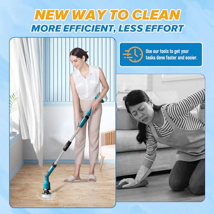 Electric Spin Scrubber for Makita 18V, Cordless Shower Cleaner with Free Adjustable Extension Arm, 1000RPM Clean Brush Waterproof w/ 8 Replaceable Heads for Tile Tub Kitchen Floor (NO Battery)