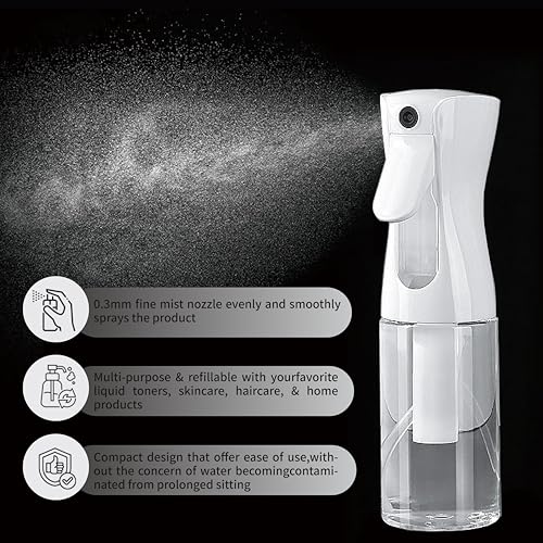 Continuous Spray Bottle for Hair-6.76OZ/200ML,Continuous Mister Empty Spray Bottles,Ultra Fine Mist Water Sprayer for Hairstyling, Cleaning, Plants, Pets, Barbers, Salons(2PCS)