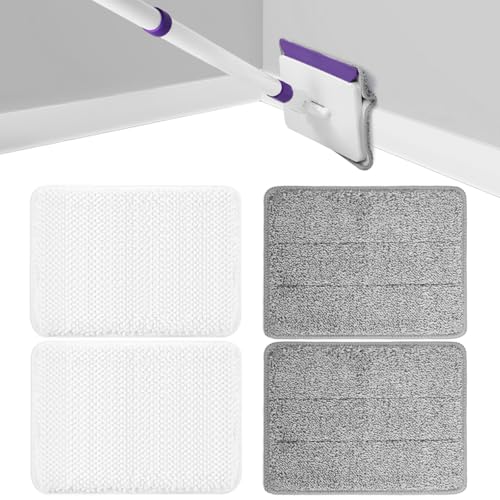 4 Mop Pads Refill for wlich Baseboard Cleaner(2 Chenille Pads+2 Microfiber Pads),Baseboard Cleaner Pad Refills for Ceiling, Wall, Floor and Baseboard Cleaning