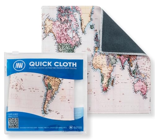 Microfiber Wholesale Quick Cloth Glasses Cleaning Cloths–8x8 World Map 1-Pack with Case | Double-Sided Lens Cleaner for Eyeglasses, Camera, Screens & Glass | Reusable Microfiber Glass Polishing Cloths - color: Map, size: 8"x8"