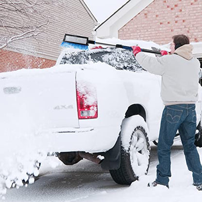 SEG Direct 50" Extendable Snow Brush Ice Scraper Combination with Foam Grip Handle Auto Window Windshield Snow Removal Tool for Car SUV RV Truck, Black and Blue