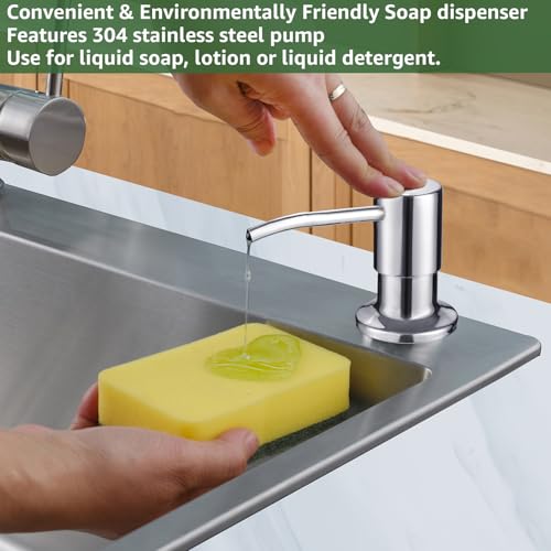 Dish Soap Dispenser for Kitchen Sink, Built in Sink Soap Dispenser Chrome, Countertop Soap Dispenser Stainless Steel Pump with 47" Extension Tube kit, No Need to Fill Little Bottle Again - color: Chrome