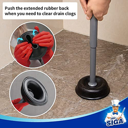 MR.SIGA Toilet Plunger with Holder, Heavy Duty Plunger with Sturdy Handle for Toilet Cleaning, Gray - color: Gray