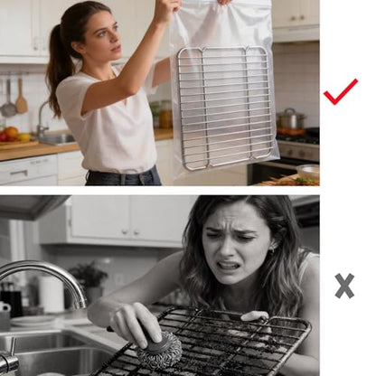 6-Pack Heavy Duty No-Scrub Oven Rack Cleaning Bags with Included Disposable Gloves, Reusable Leak-Resistant PE Soaking Bags for Grill Grates, BBQ & Removable Metal Racks - No Cleaner Included