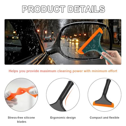 KVAEY 2 PCS Small Silicone Window Squeegee, 5.9 Inch Car Windshield Water Blade Squeegee with Non-Slip Handle, All-Purpose Cleaning Squeegee for Car Windshield, Window, Mirror (Black+Black Green) - color: Black+black Green