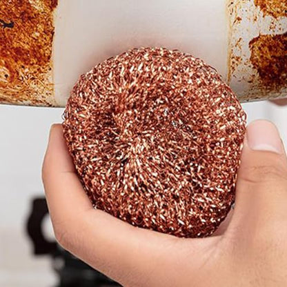 Dishwashing Brush | Dish Cleaning Brush Kitchen Scrub Pads | 2 Pieces Copper Wire Pot Scrubbers Cleaning Supplies, Dishwashing Sponge for Pots Pans Sink Grill Oven Bathroom