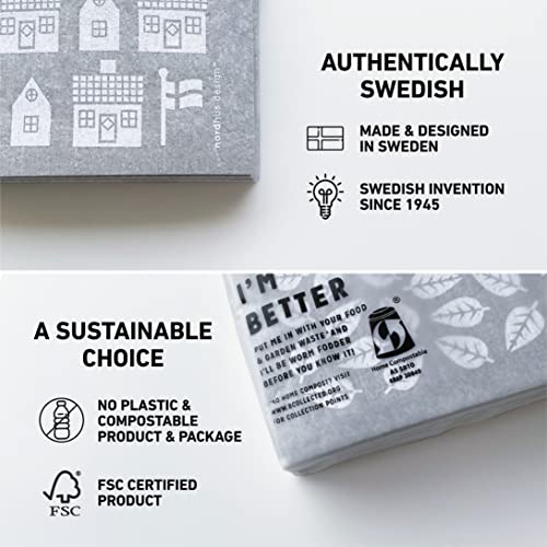 Nordhus Design Swedish Dishcloths,10 Grey Cloths, Made in Sweden - Reusable, Washable Cellulose Cotton Kitchen Cloths - Replace Paper Towels, Wipes, Sponges, Dish Rags - color: 3. Nordic Forest
