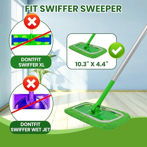 6 Pack Reusable Microfiber Mop Pads - Compatible with Sweeper, Reusable Mop Pads, Washable Dry Cloths & Wet Pads Refill for Hardwood Laminate Tile Floor Cleaning (6, Green, M) - color: Green