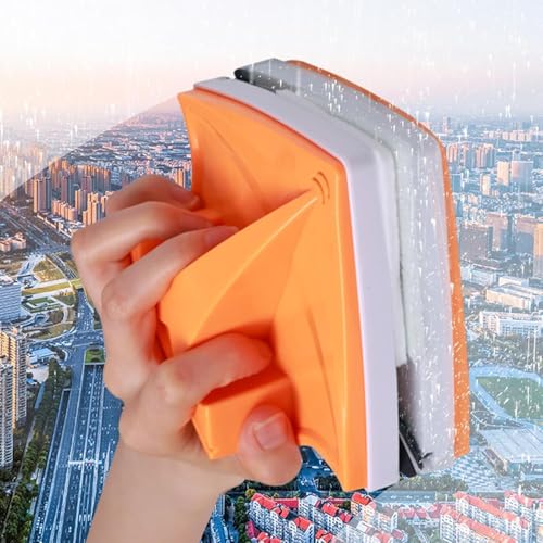 Double Sided Magnetic Window Cleaner Effortless Glass Cleaning for Home and Car Triangular Magnetic Squeegee with T-Shape Handle Windshield Wiper,Glass Washer Washing Equipment