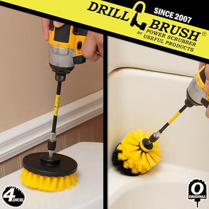 Bathroom Accessories - Shower Cleaner Tools - Toilet Brush- Grout Cleaner Brush - Carpet Cleaner Brush - Tile Cleaning Brush Kit - Bathtub Scrubbing Brush - Bathroom Mirror Cleaning Kit for Home Use - color: Yellow