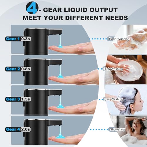 2 Pack Automatic Soap Dispenser: 13.52oz/400ml Wall Touchless Liquid - 4-Level Adjustable Modern Electric Hand Soap Dispenser - Kitchen Bathroom Kids Family Black - color: 2 Pack Black Liquid