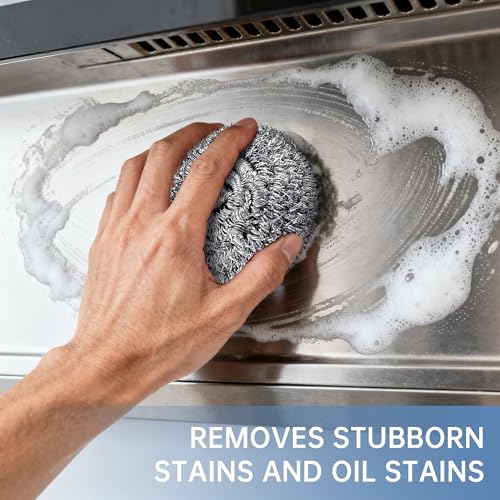 18 Pack Heavy Duty Stainless Steel Scrubber | Non-Scratch Steel Wool Pads for Pots, Grill Grates & Oven Racks, Kitchen Dishwashing | Rust-Free & Individually Wrapped