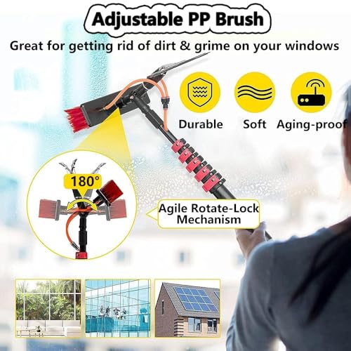 Professional Window Cleaning Kit Extendable Washing Pole Squeegee Window Cleaner Set Adjustable Telescopic Poles Water Fed Brush for Window Solar Panel High-Altitude Clean 7.2m/24FT - size: 7.2m/24FT