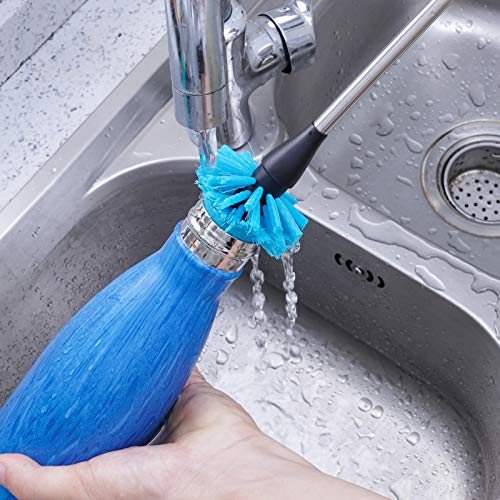 MOSOLAN Stainless Steel Water Bottle Brush, Long Handle Scrubbing Brush, Built for Cleaning Sports Bottles, Baby Bottles, Cups, Coffee Mugs, Glasswares, Wine Decanters, Flask, 2 Pack, 13 in - 15 in - size: 13-15 Inch (Pack of 2)