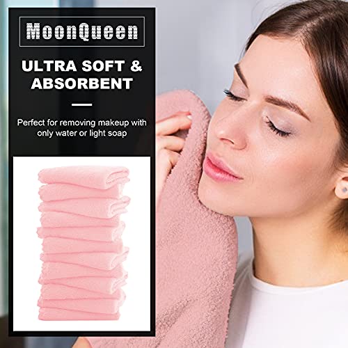 MOONQUEEN Microfiber Facial Cloths Fast Drying Washcloth 12 Pack - Premium Soft Makeup Remover Cloths - Pink - color: Pink, size: 12x12 Inch (Pack of 12)