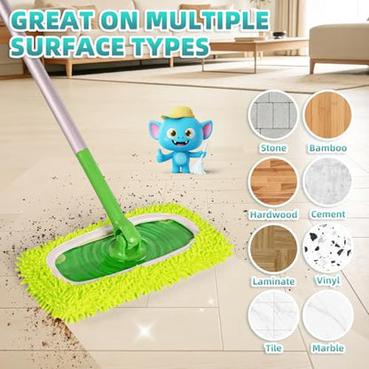 6 Pack Reusable Mop Pads Compatible with Swiffer Sweeper Mop, Washable Wet Pads Refill, Dry Sweeping Cloths, Microfiber Pads for Mopping Floors (Green, Pink) - color: Green, Pink