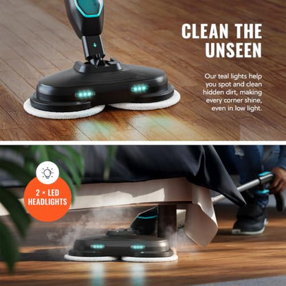 Pursteam New & Improved ScrubMaster Steam Mop with Dual Scrubbing LED Head - size: Steam Mop - ScrubMaster 2.0