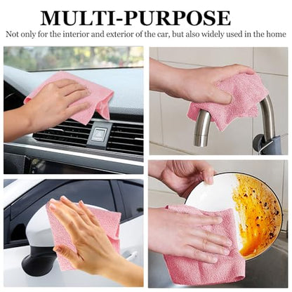 wuyaoyao 50PCS Microfiber Cleaning Cloth Roll, 10"×10" Tear Away Microfiber Towels, Reusable Washable Cloth Paper Towels, Multi-Purpose Cleaning Rags for Car Home Kitchen Garage Shop (Pink) - color: Pink