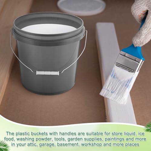 Tioncy 10 Pcs 2 Gallon Plastic Bucket with Lid Heavy Duty 2 Gallon Bucket Pail with Lid Handle for Storage Container Home Household Cleaning (Grey) - color: Gray