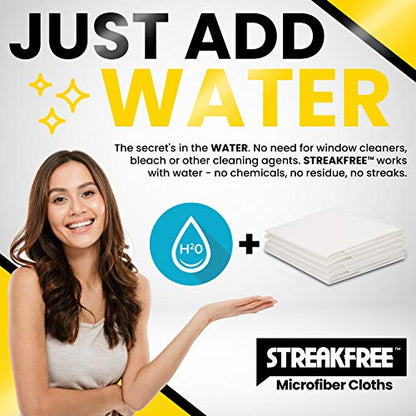Microfiber Glass Cleaning Cloths – 5 Pack 16x16 Lint Free Window & Mirror Cloths – Just Add Water, No Chemicals, Streak-Free Shine