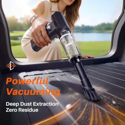MUXNW Compressed Air Duster 130000RPM, Cordless Rechargeable Electric Air Duster & Vacuum 2-in-1, 100-Speed Display, 8000mAh Battery, USB-C Fast Charging, for PC, Home, Car Interior