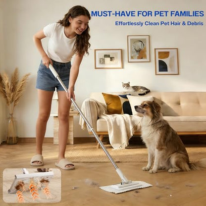 Mini Mop, Hands-Free One-Touch Pad Release, 360° Rotating Head, Wet & Dry, Extends Up to 48in Handle, Zero-Cost Old Cloth Compatible for Hardwood Floors, RV & Pet Hair - size: 48in mini dust mop