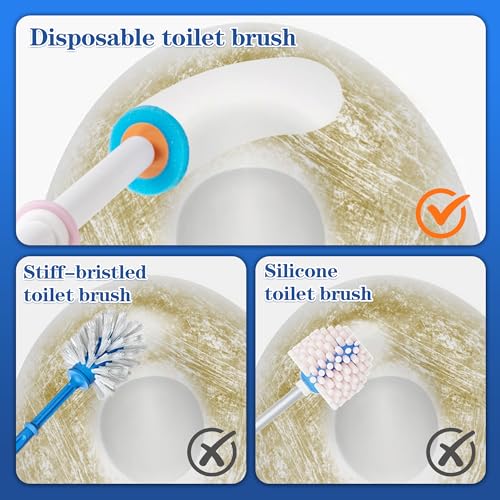 Disposable Toilet Brush,with 24 Refill Heads and Holder,Clean Brush Starter Kit,with 1 Toilet Wand, 1StorageCaddy and,3Fragrant Tablet, Toilet Wand Kit,Deep Cleaning Bathroom. - color: 1-24white
